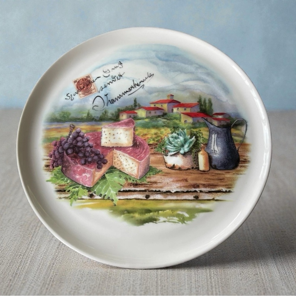 Ceramica Cuore Italy Plate Tuscan Cheese Grapes Appetizer Salad Dish Decor 11"